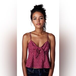 SHEIN Red Heart Print Bow Front Cami Top XS